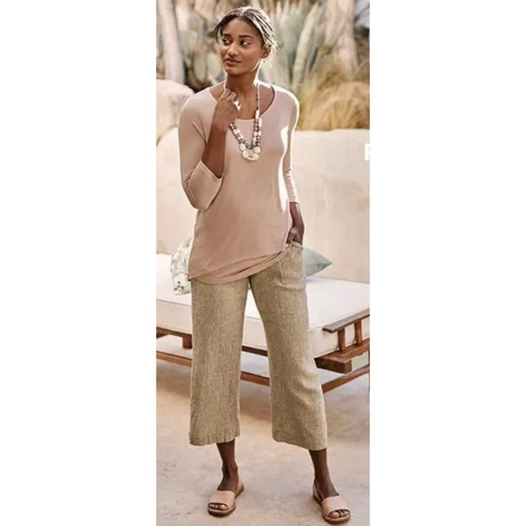 J. Jill Pants - J. Jill Linen Blend Flax Beige Sand Cropped Capris Drawstring Waist XXL